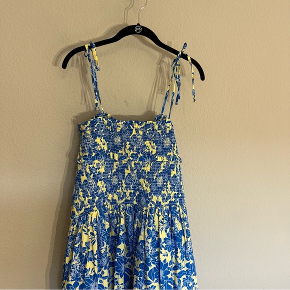 New J. Crew Collection tie shoulder smocked midi maxi dress floral cotton poplin - Picture 14 of 16